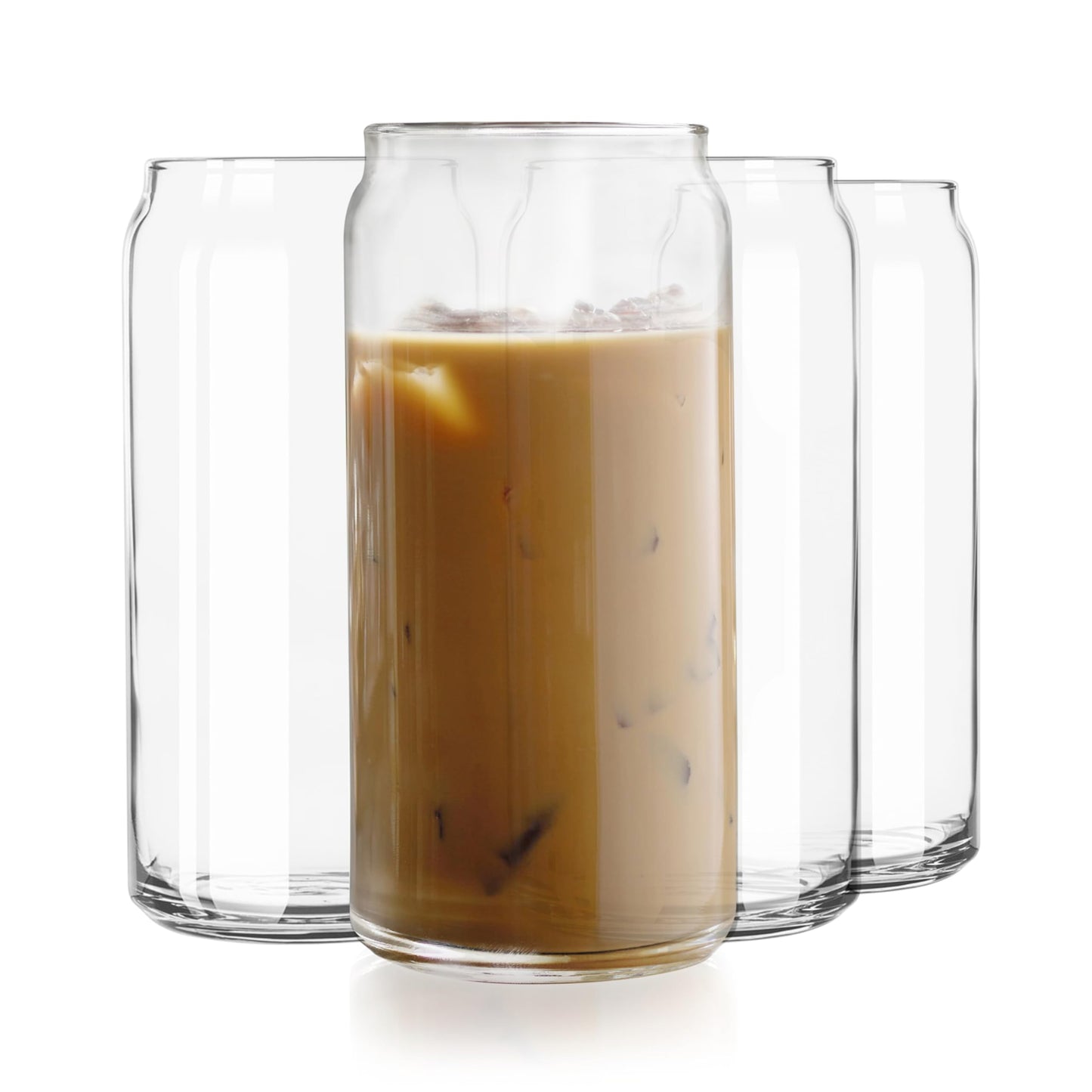 Libbey Classic Can Tumbler Glasses Set of 4, Clear Kitchen Glassware Sets for Beverages and Cocktails, Lead-Free, Cute Drinking Glasses, 16-Ounce