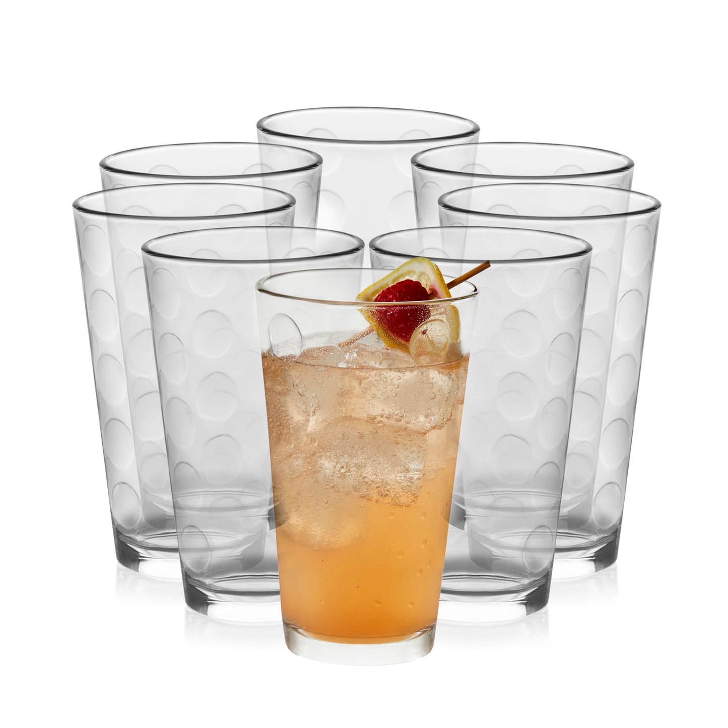 Heavy Base Drinking Glasses Set of 8, 15.5 Oz Elegant, Weighted Clear Water Glasses, Dishwasher Safe Glass Cups Set for Parties, Birthdays