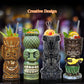Barware Set (for cocktails - tiki cups) 4-piece set - ceramic party cups - bar decoration - creative - large Hawaiian beverage bar decoration - classic tropical drinkware - barware 4 sets