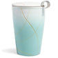 Double-layer ceramic tea cup, detachable stainless steel filter basket and lid. It can brew 12 ounces of loose tea leaves. It can be used in the dishwasher and microwave oven. It is a gift for mothers and an ideal choice when enjoying cherry blossoms.