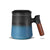A pressed ceramic tea cup with a filter and lid, with a capacity of 14.5 ounces, a wooden handle. It is a gift set suitable for tea lovers, including a tea infuser cup and a filter.