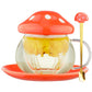 Mushroom Tea Cup Set, Cute Glass Tea Cups and Saucers, Kawaii Tea Cup with Infuser for Loose Leaf Tea Steeper, Coffee Mug Gift for Women, Tea Infuser Mug with Lid for Mother Girls (Pink)
