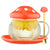 Mushroom Tea Cup Set, Cute Glass Tea Cups and Saucers, Kawaii Tea Cup with Infuser for Loose Leaf Tea Steeper, Coffee Mug Gift for Women, Tea Infuser Mug with Lid for Mother Girls (Pink)