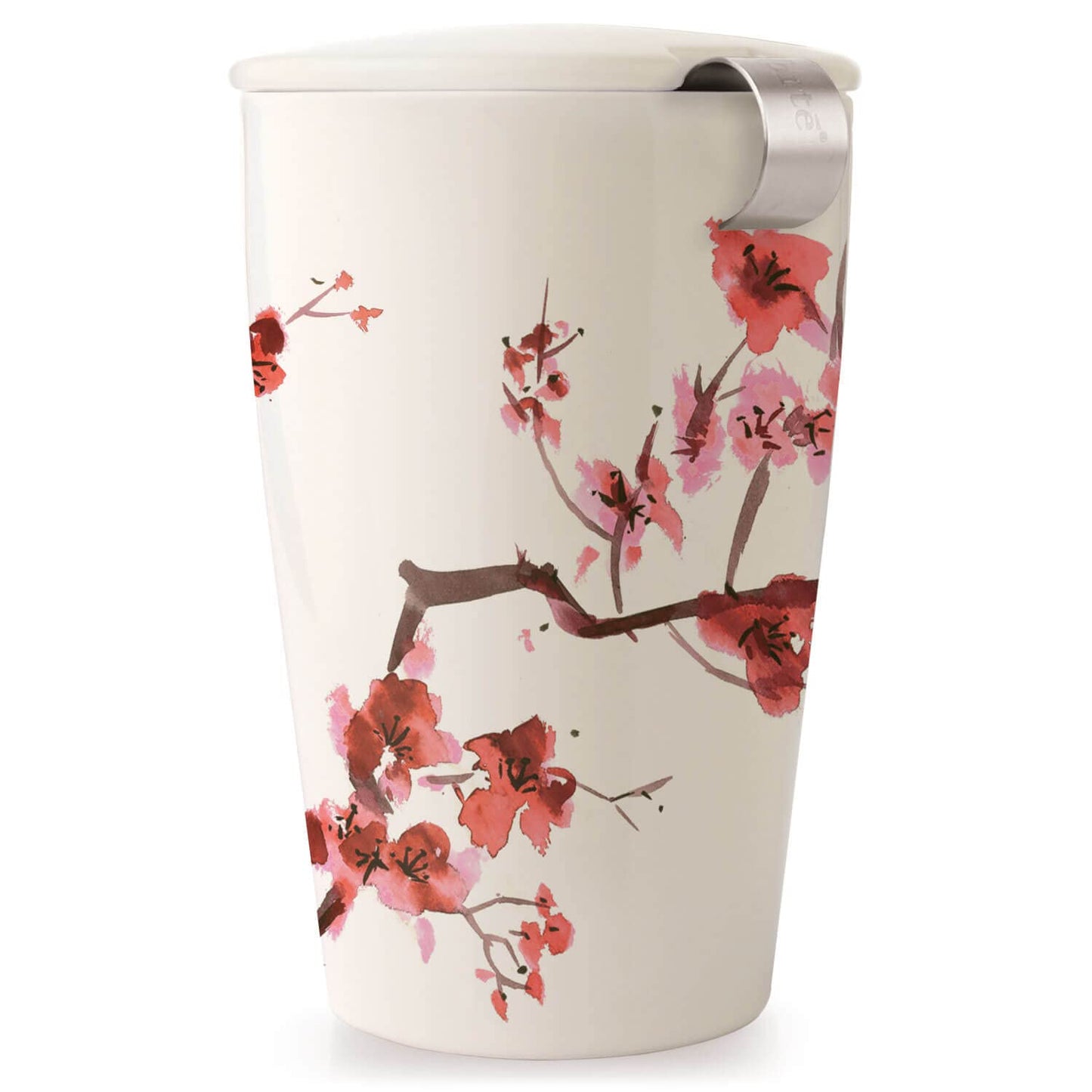 Double-layer ceramic tea cup, detachable stainless steel filter basket and lid. It can brew 12 ounces of loose tea leaves. It can be used in the dishwasher and microwave oven. It is a gift for mothers and an ideal choice when enjoying cherry blossoms.