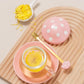Mushroom Tea Cup Set, Cute Glass Tea Cups and Saucers, Kawaii Tea Cup with Infuser for Loose Leaf Tea Steeper, Coffee Mug Gift for Women, Tea Infuser Mug with Lid for Mother Girls (Pink)