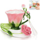 Pink tea cup set (including saucers and teaspoons), a 4.5-ounce small ceramic rose-shaped tea cup set, suitable for women and girls, a handcrafted vintage coffee latte mug, exquisite tea sets, suitable as Mother's Day, birthday gifts or wedding gifts.