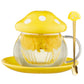 Mushroom Tea Cup Set, Cute Glass Tea Cups and Saucers, Kawaii Tea Cup with Infuser for Loose Leaf Tea Steeper, Coffee Mug Gift for Women, Tea Infuser Mug with Lid for Mother Girls (Pink)