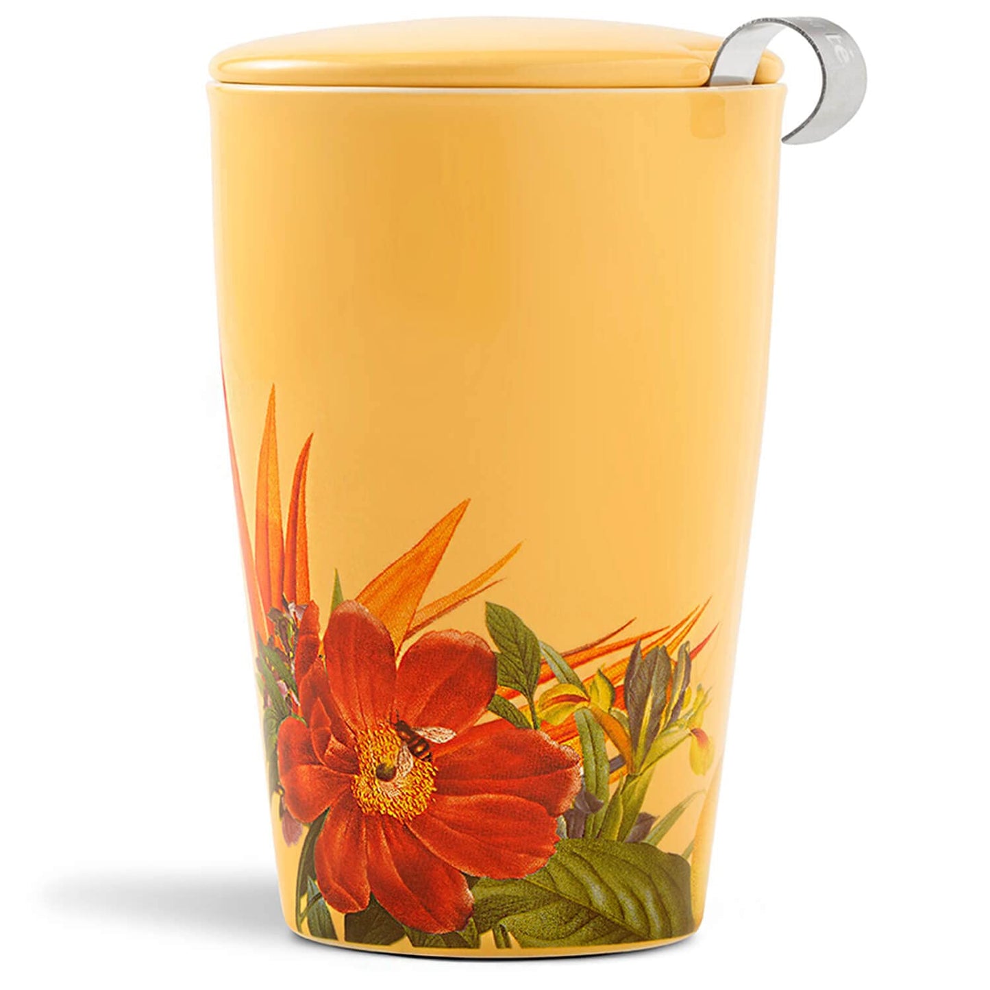 Double-layer ceramic tea cup, detachable stainless steel filter basket and lid. It can brew 12 ounces of loose tea leaves. It can be used in the dishwasher and microwave oven. It is a gift for mothers and an ideal choice when enjoying cherry blossoms.