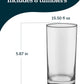 Heavy Base Drinking Glasses Set of 8, 15.5 Oz Elegant, Weighted Clear Water Glasses, Dishwasher Safe Glass Cups Set for Parties, Birthdays