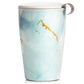 Double-layer ceramic tea cup, detachable stainless steel filter basket and lid. It can brew 12 ounces of loose tea leaves. It can be used in the dishwasher and microwave oven. It is a gift for mothers and an ideal choice when enjoying cherry blossoms.