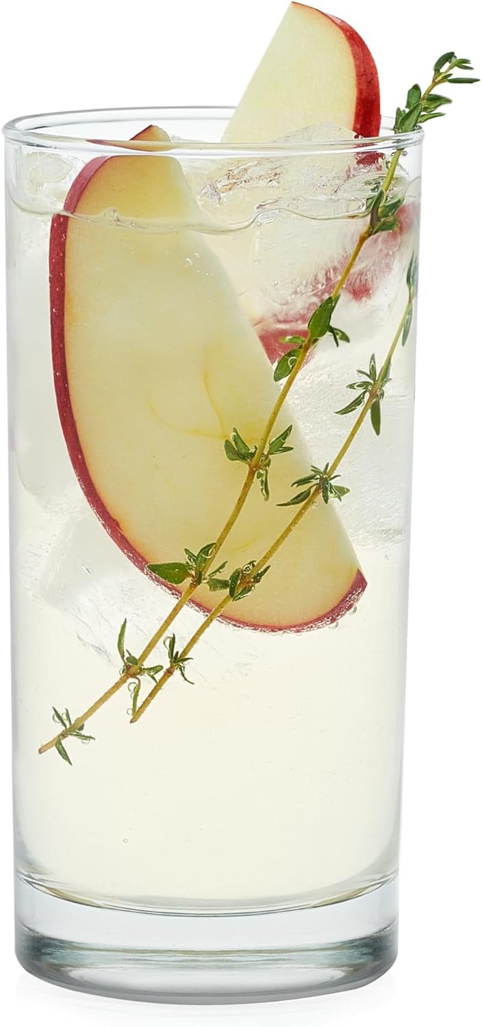 Heavy Base Drinking Glasses Set of 8, 15.5 Oz Elegant, Weighted Clear Water Glasses, Dishwasher Safe Glass Cups Set for Parties, Birthdays