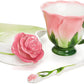 Pink tea cup set (including saucers and teaspoons), a 4.5-ounce small ceramic rose-shaped tea cup set, suitable for women and girls, a handcrafted vintage coffee latte mug, exquisite tea sets, suitable as Mother's Day, birthday gifts or wedding gifts.