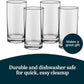 Heavy Base Drinking Glasses Set of 8, 15.5 Oz Elegant, Weighted Clear Water Glasses, Dishwasher Safe Glass Cups Set for Parties, Birthdays