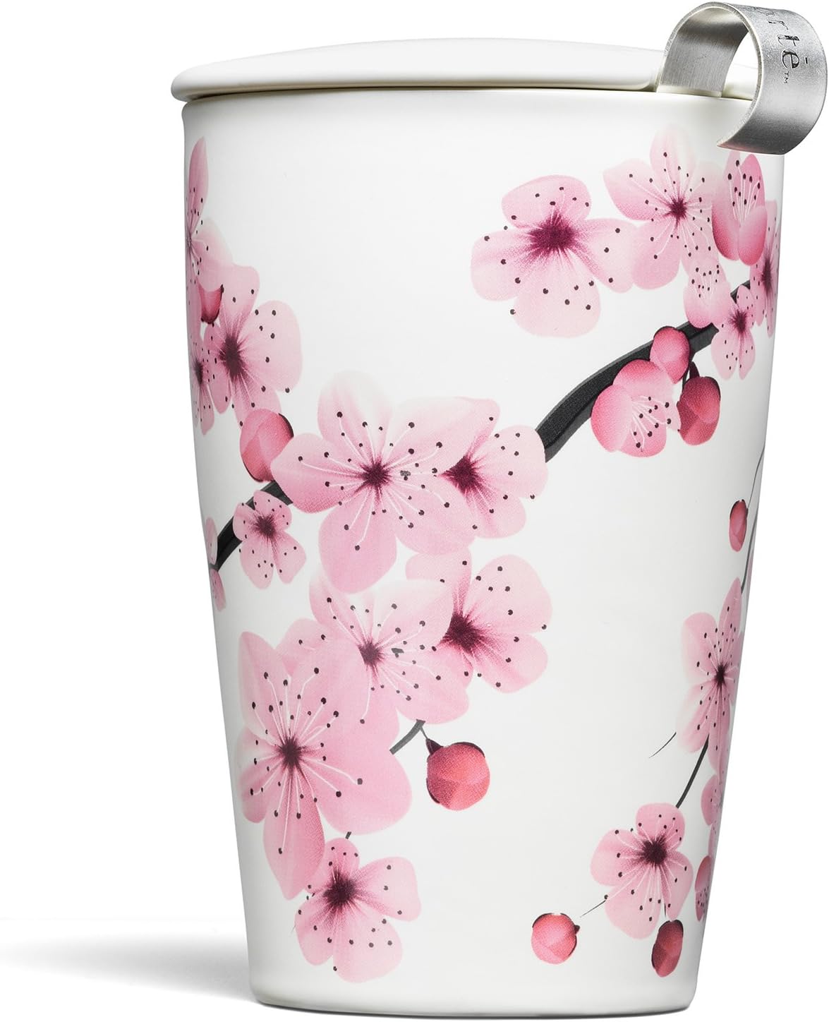 Double-layer ceramic tea cup, detachable stainless steel filter basket and lid. It can brew 12 ounces of loose tea leaves. It can be used in the dishwasher and microwave oven. It is a gift for mothers and an ideal choice when enjoying cherry blossoms.