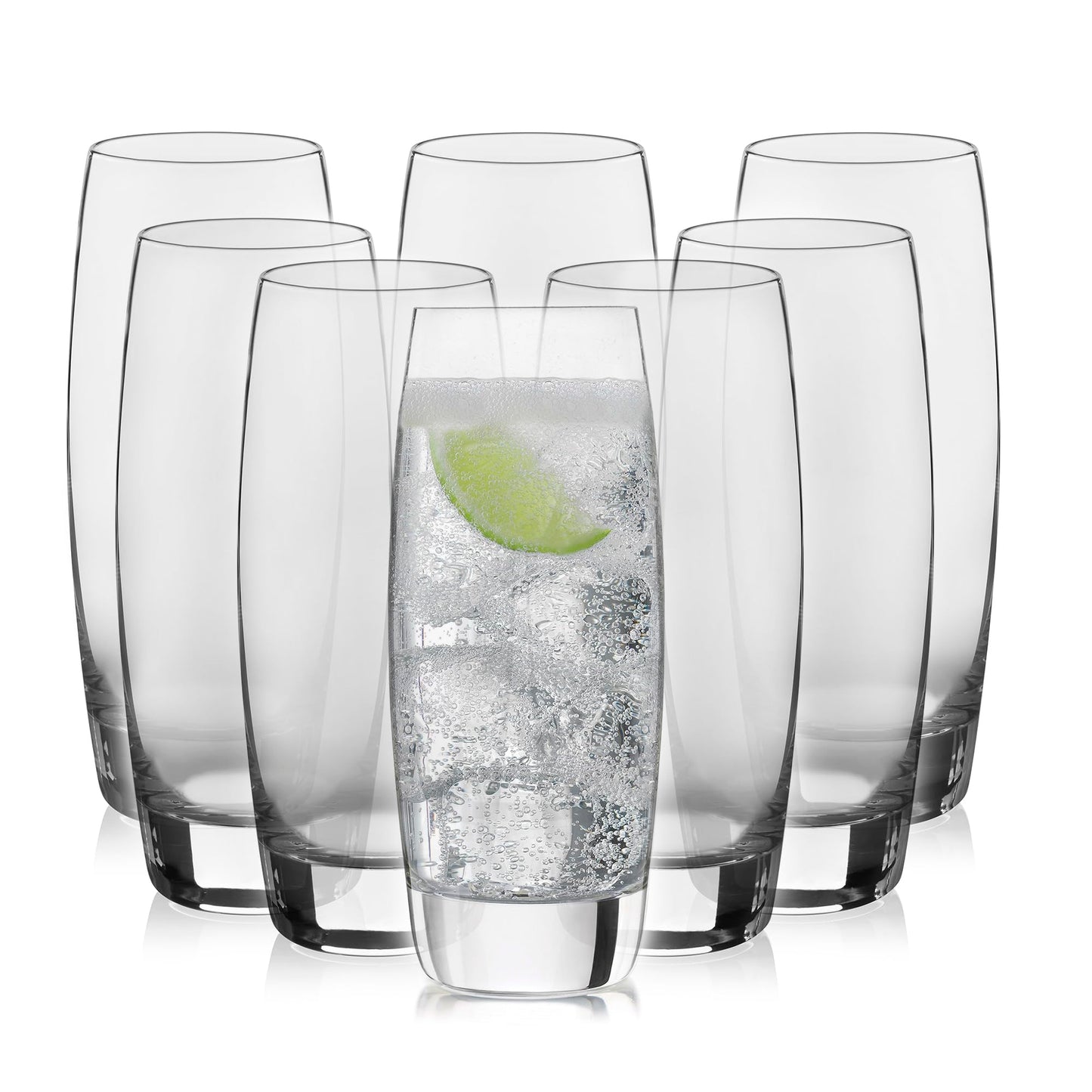 Heavy Base Drinking Glasses Set of 8, 15.5 Oz Elegant, Weighted Clear Water Glasses, Dishwasher Safe Glass Cups Set for Parties, Birthdays