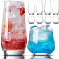 Drinking Glasses Set of 8-4 Tall Glass Cups 18 oz & 4 Short Stemless Wine Glasses 13 oz, Highball Glasses, Glassware Sets for Cocktail, Beer, Wine, Whiskey, Water & Juice Drinkware