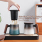 A pressed ceramic tea cup with a filter and lid, with a capacity of 14.5 ounces, a wooden handle. It is a gift set suitable for tea lovers, including a tea infuser cup and a filter.