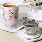 Double-layer ceramic tea cup, detachable stainless steel filter basket and lid. It can brew 12 ounces of loose tea leaves. It can be used in the dishwasher and microwave oven. It is a gift for mothers and an ideal choice when enjoying cherry blossoms.