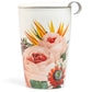 Double-layer ceramic tea cup, detachable stainless steel filter basket and lid. It can brew 12 ounces of loose tea leaves. It can be used in the dishwasher and microwave oven. It is a gift for mothers and an ideal choice when enjoying cherry blossoms.