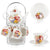 Ceramic tea set (with metal tray and spoons) Adult ceramic tea set with European floral pattern teapot, cup, tray and spoon. Suitable as a gift for women and mothers. Large version (bright style, 20 pieces)