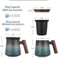 A pressed ceramic tea cup with a filter and lid, with a capacity of 14.5 ounces, a wooden handle. It is a gift set suitable for tea lovers, including a tea infuser cup and a filter.