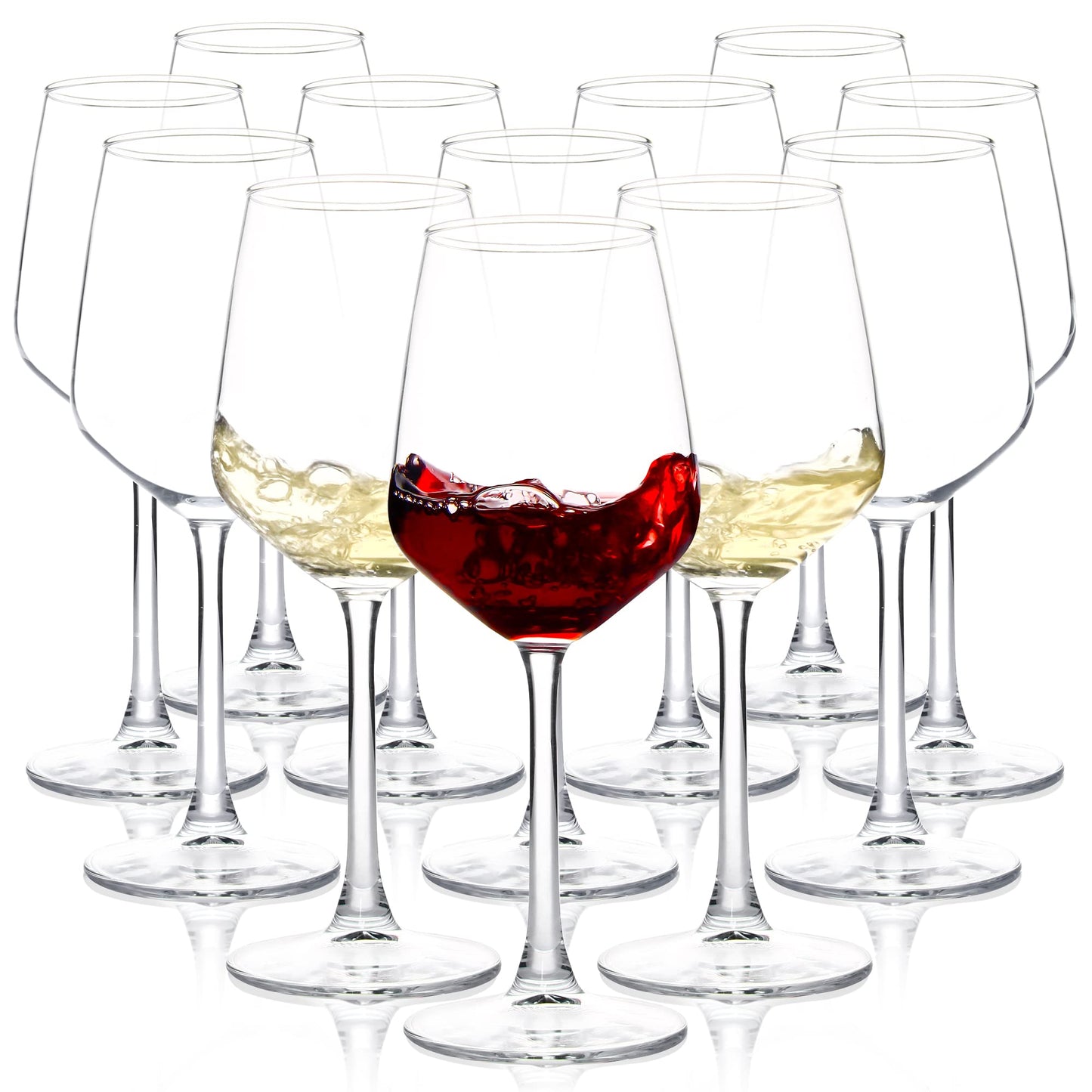 Eight-piece glass wine set, 12 ounces transparent red/brown style, long-handled wine glasses, suitable for parties, weddings and household use