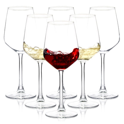 Eight-piece glass wine set, 12 ounces transparent red/brown style, long-handled wine glasses, suitable for parties, weddings and household use