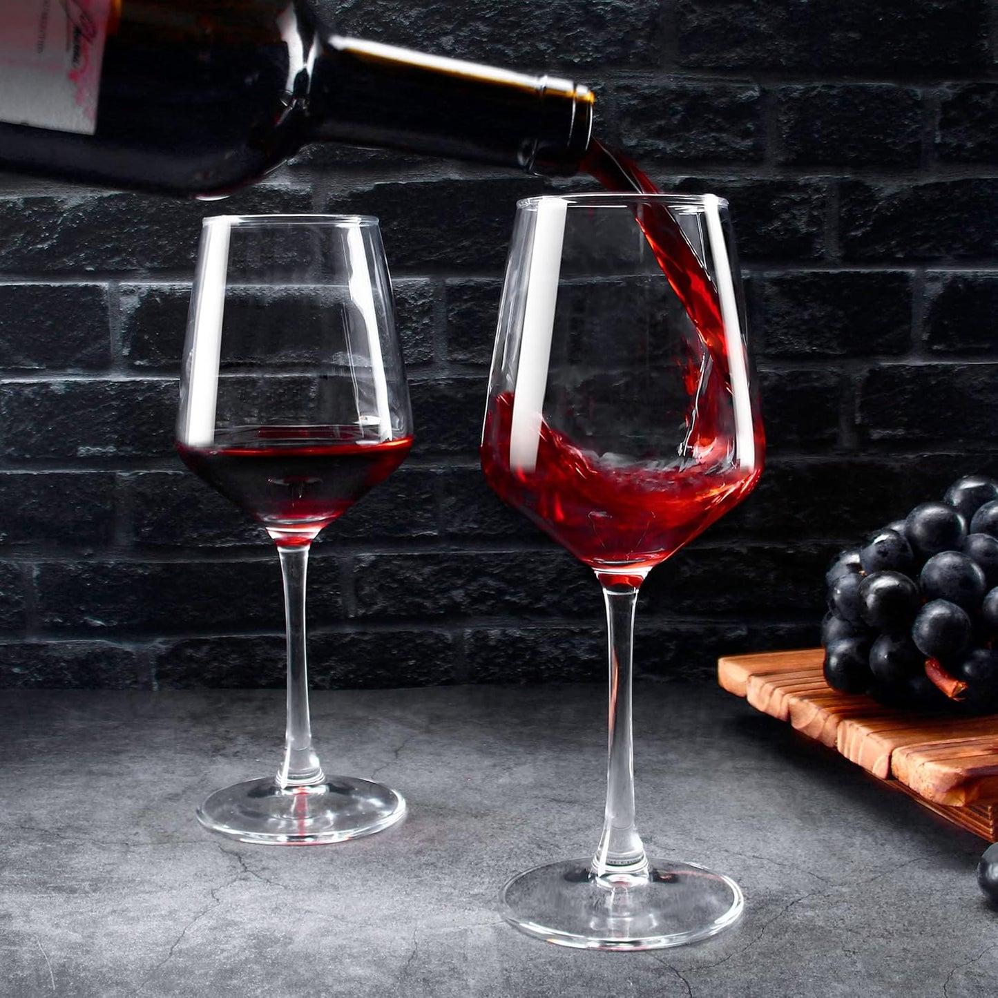 Eight-piece glass wine set, 12 ounces transparent red/brown style, long-handled wine glasses, suitable for parties, weddings and household use