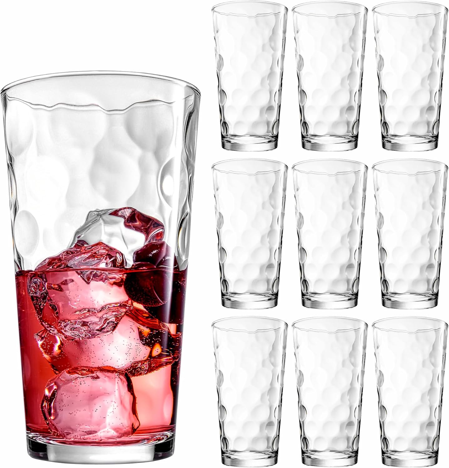 Glassware set, consisting of 10 glasses with a capacity of 17 ounces, suitable for water, juice, cocktails and iced tea.