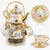 Ceramic tea set (with metal tray and spoons) Adult ceramic tea set with European floral pattern teapot, cup, tray and spoon. Suitable as a gift for women and mothers. Large version (bright style, 20 pieces)