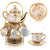 Ceramic tea set (with metal tray and spoons) Adult ceramic tea set with European floral pattern teapot, cup, tray and spoon. Suitable as a gift for women and mothers. Large version (bright style, 20 pieces)