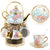 Ceramic tea set (with metal tray and spoons) Adult ceramic tea set with European floral pattern teapot, cup, tray and spoon. Suitable as a gift for women and mothers. Large version (bright style, 20 pieces)