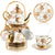 Ceramic tea set (with metal tray and spoons) Adult ceramic tea set with European floral pattern teapot, cup, tray and spoon. Suitable as a gift for women and mothers. Large version (bright style, 20 pieces)